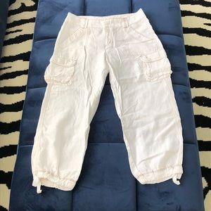 DKNY JEANS LINEN WHITE PANTS DRAWSTRING